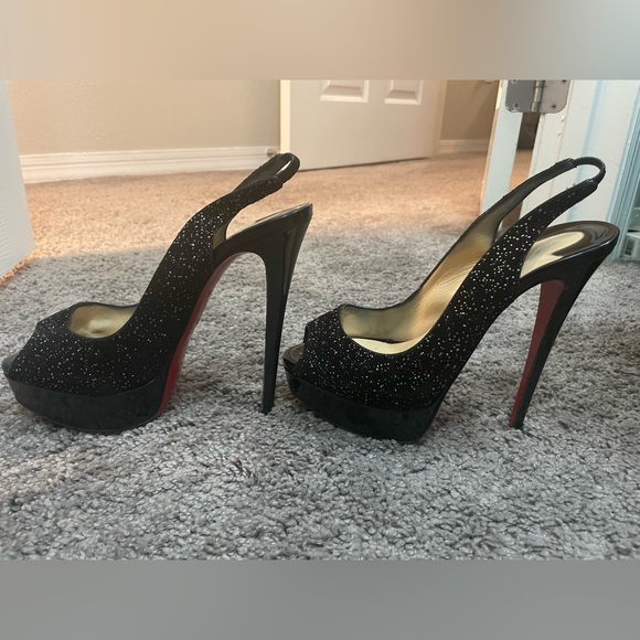 Louboutin sparkle sling back size 37 150mm - Picture 1 of 6
